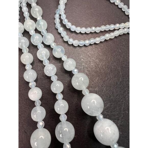 Triple strand aquamarine necklace with sterling silver lobster clasp - Picture 11 of 11